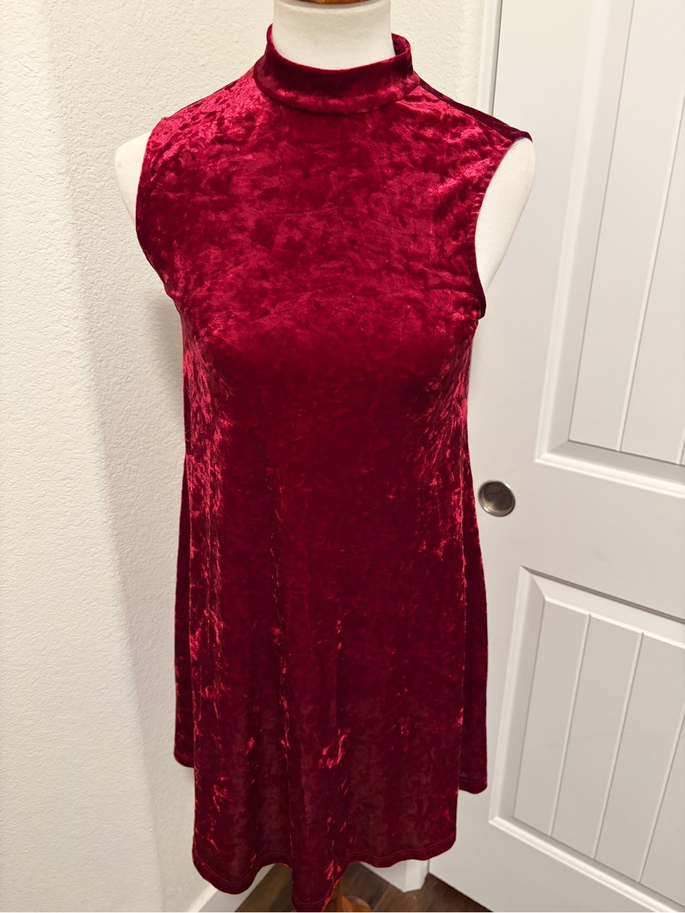 ModCloth Crimson Velvet Mock Neck Dress